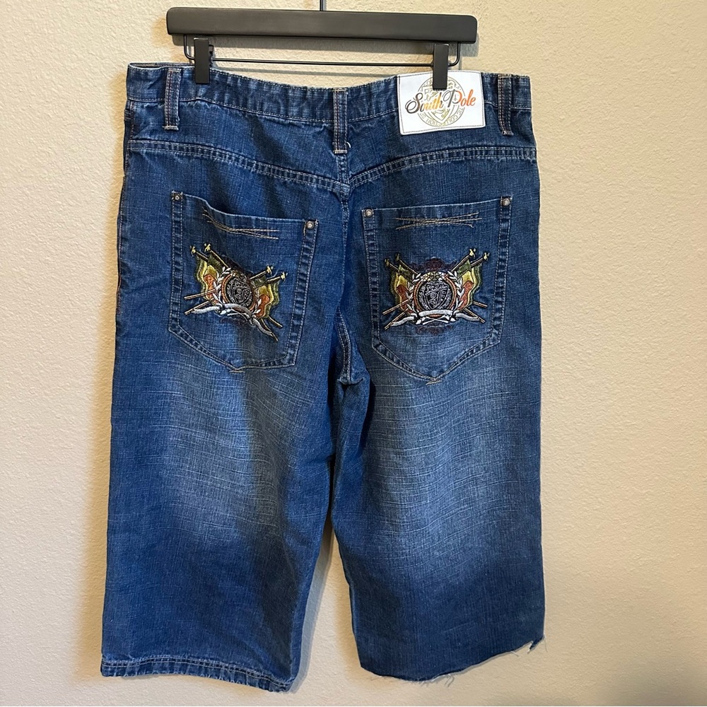Southpole Men’s Y2K Baggy Long Jean Shorts